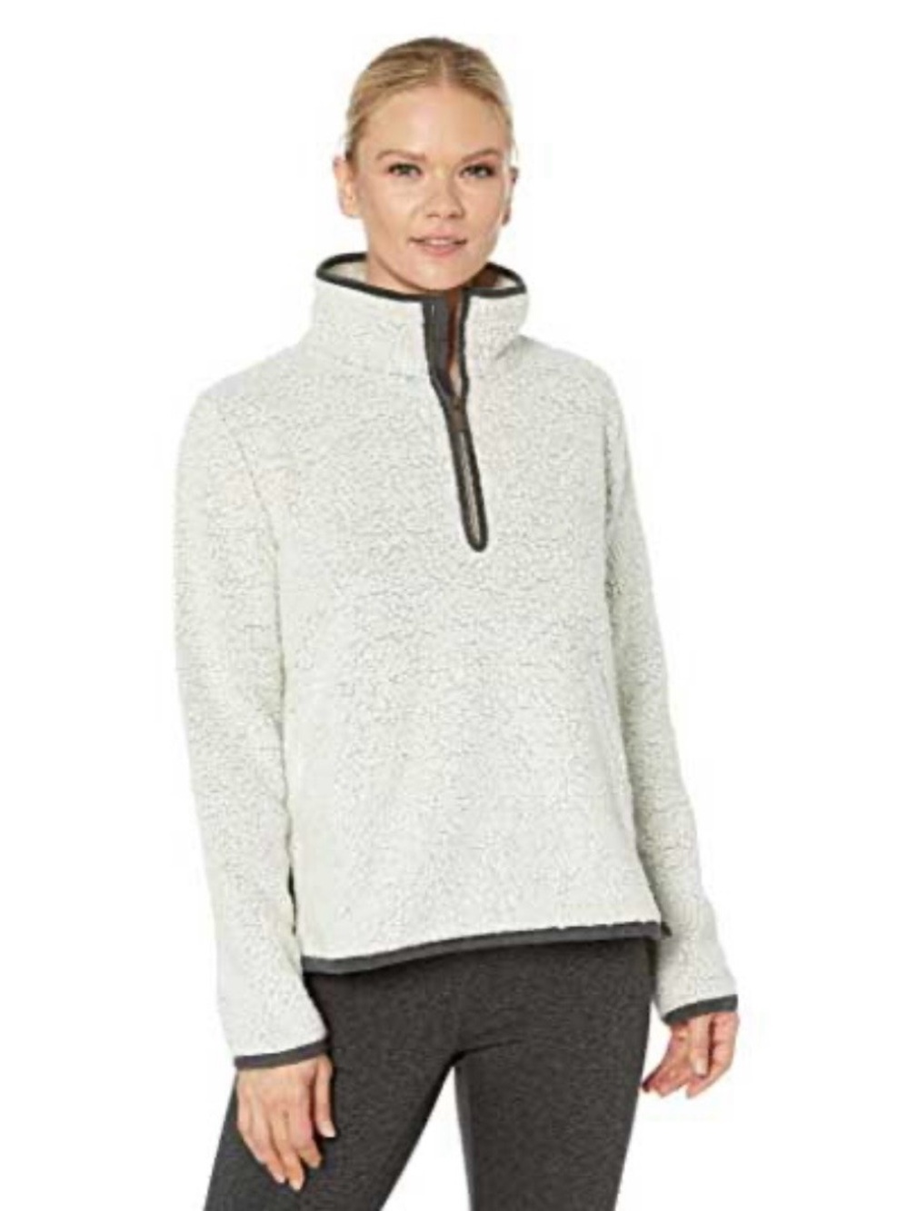 Toad&Co Cream  women size M Sherpa Pullover with Dark Trim